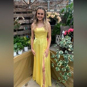 Yellow dillards dress